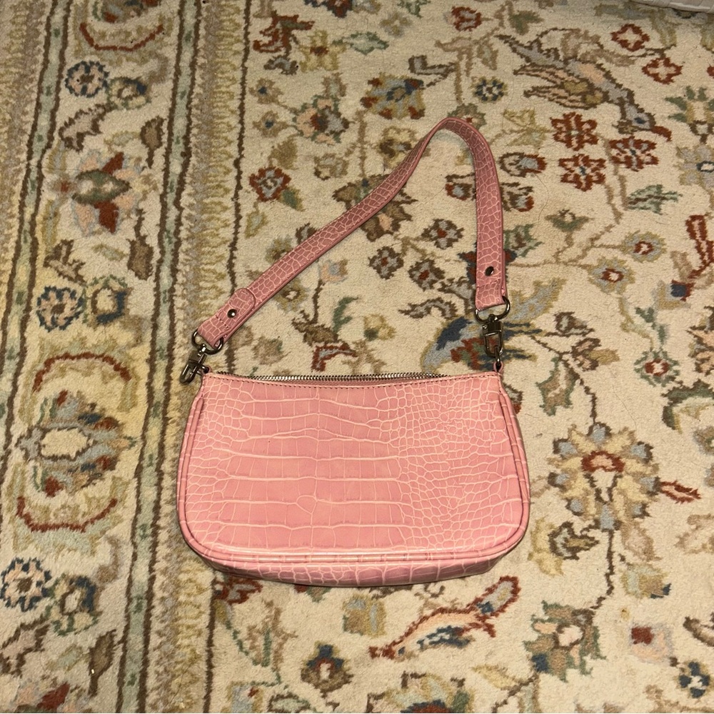 Urban Outfitters Pink Croc-Embossed Shoulder Bag